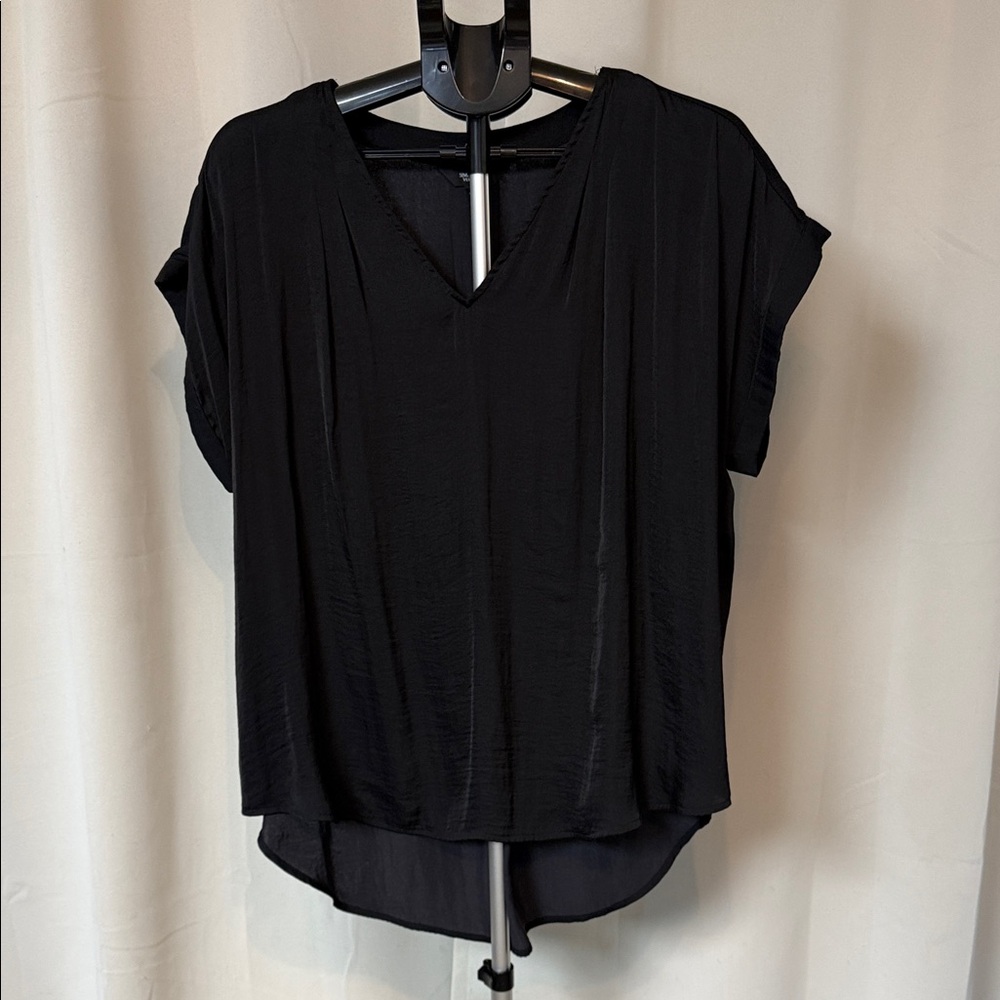 Black V-Neck Women's Top